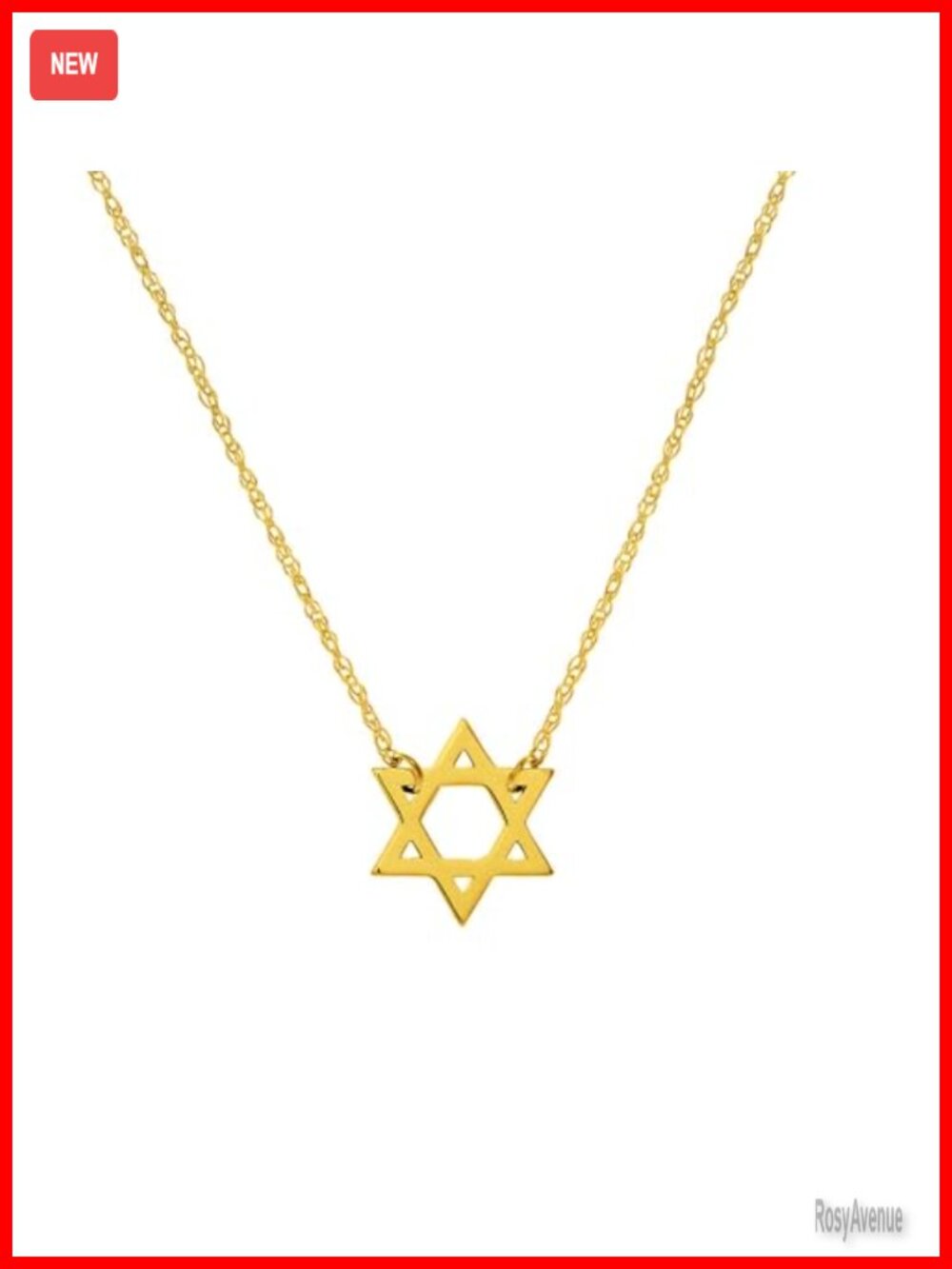 14k Yellow Gold Dainty Mini Star of David Necklace Adjustable Chain
